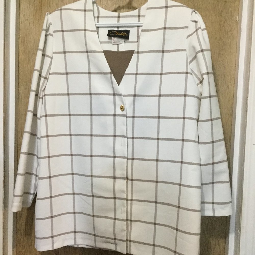 Vintage Chablis size 15/16 window pain blazer button front excellent condition